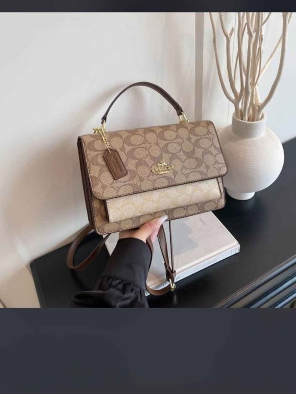 Coach Brown & Beige Signature Canvas Top-Handle Satchel